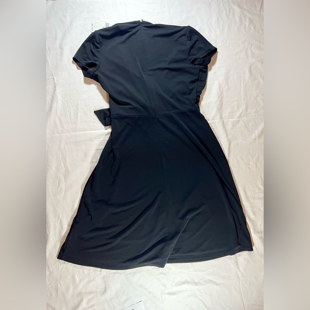 Lauren Ralph Lauren Faux Wrap Belted  A Line Knee Length Dress Black Sz 4 - Picture 8 of 11